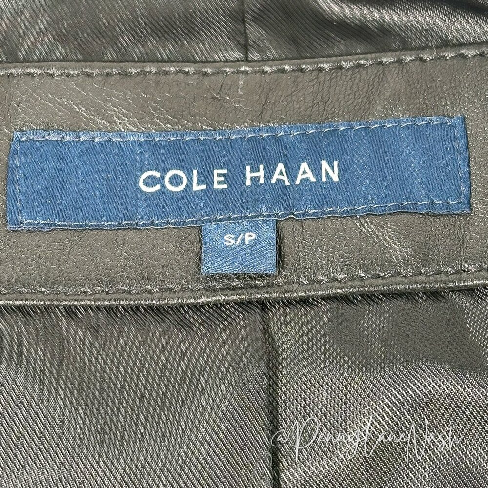 Cole Haan Zip-Front Lamb Leather Racer Jacket S Black - Picture 9 of 13